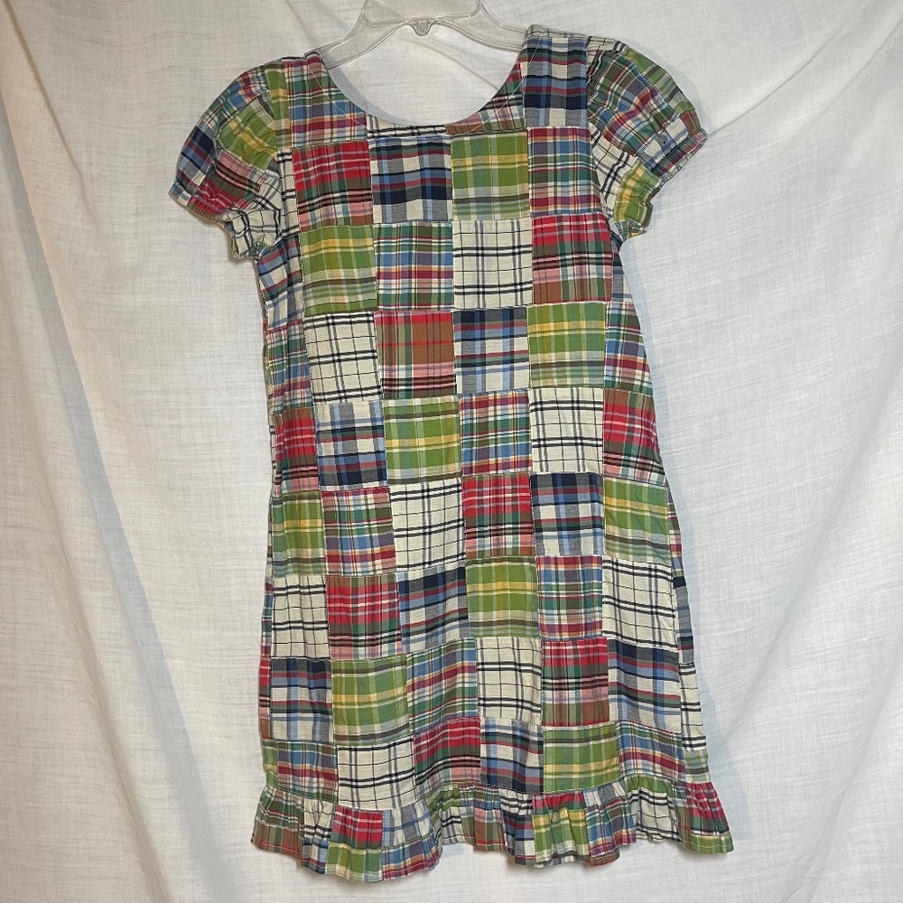 Kelly’s Kids Plaid Patchwork Girls Dress. Vintage Peasant Dress L 10/12